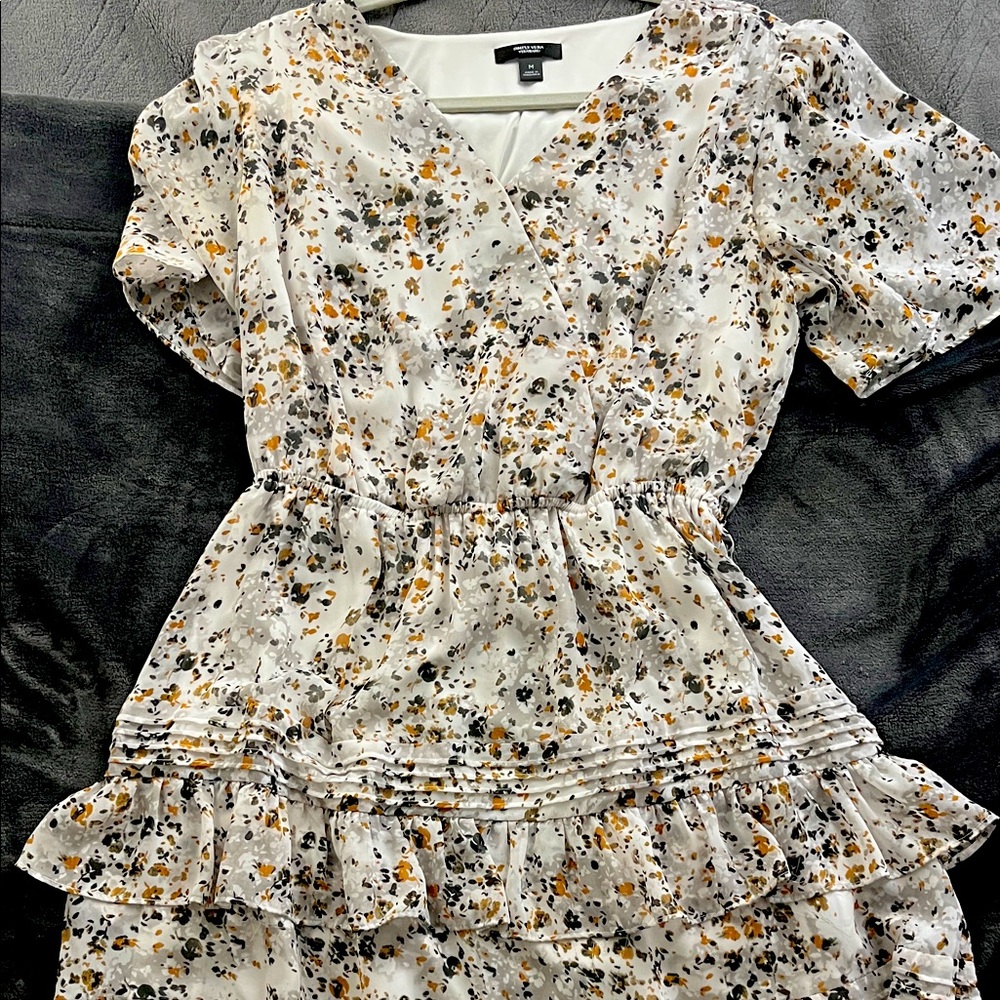 Simply Vera Vera Wang Floral Mini Dress - White, Black, Orange